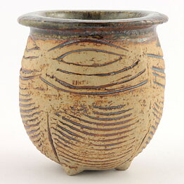 Lisa Larson (1960s) Unique Swelling Vase with with Relief Decor 9 cm
