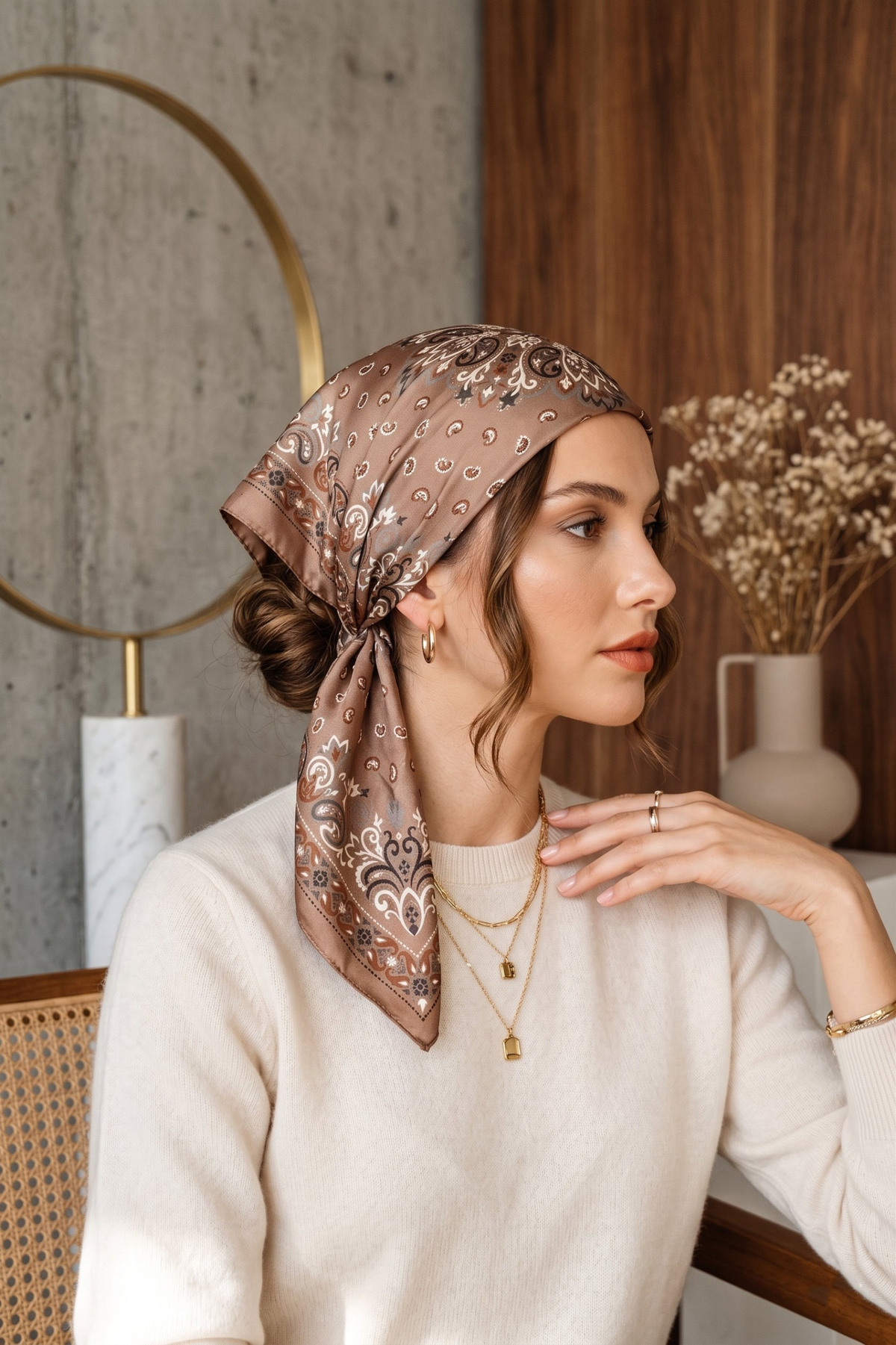Scarf mini brown