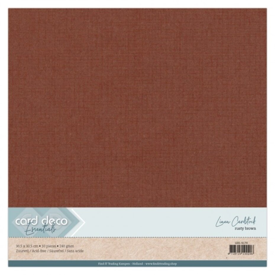 Card Deco Linen - Rusty Brown 10-p