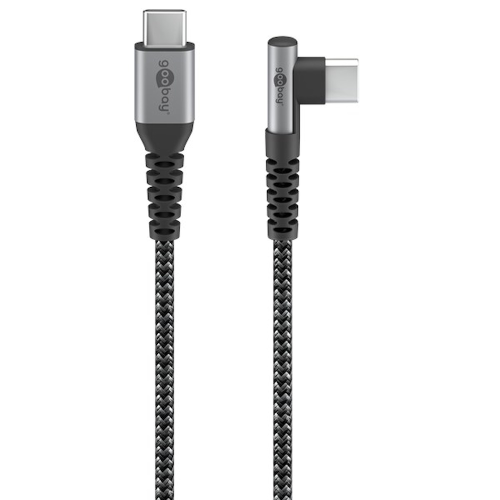 Goobay USB-C 90° vinklad kabel 1 m Silver