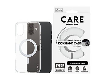 CARE by PanzerGlass Urban Combat Beskyttelsescover Sølv Gennemsigtig Apple iPhone 16 Plus