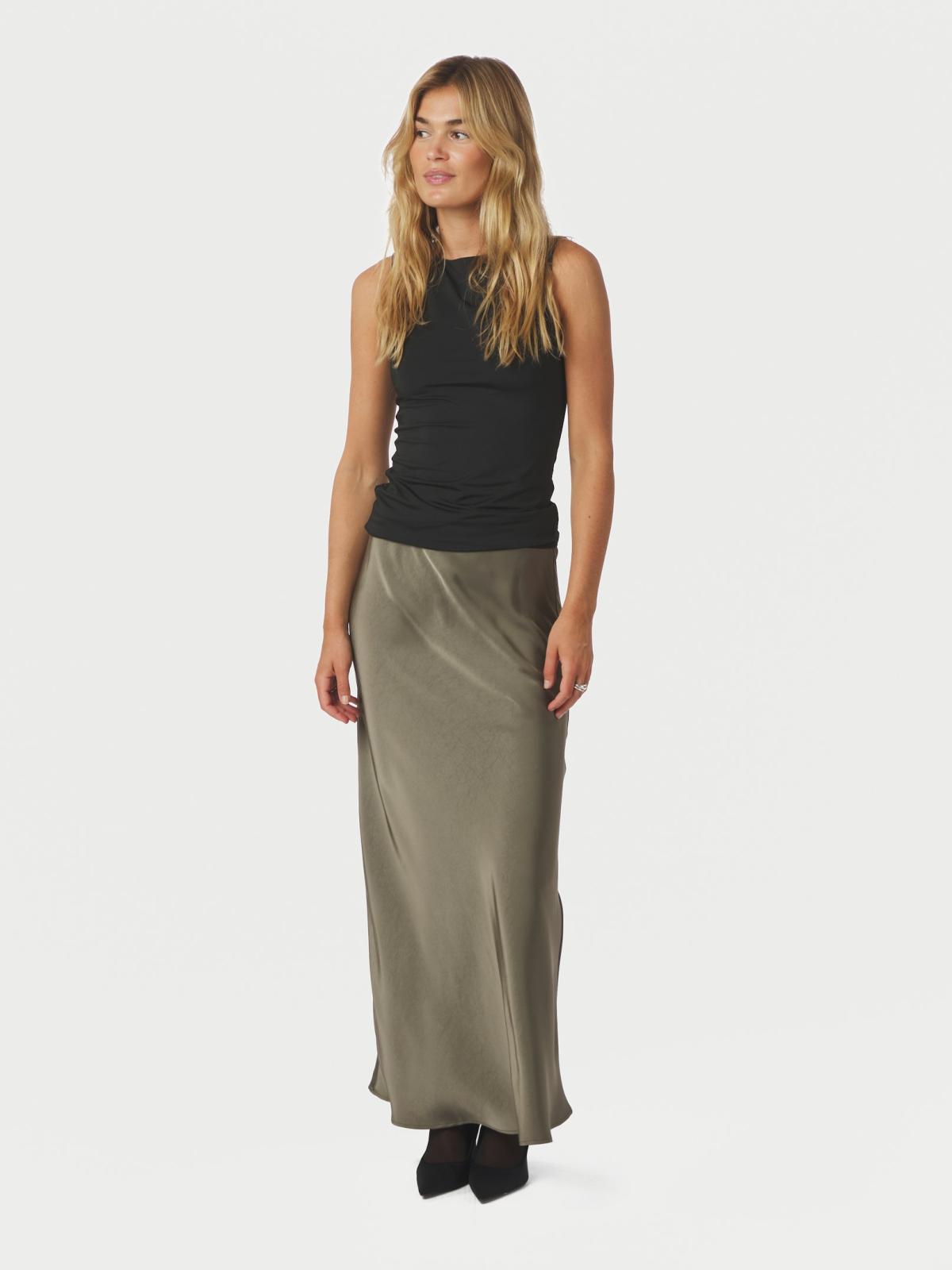 Neo Noir Vicky  Heavy Sateen  Skirt,  Cold Army - 5