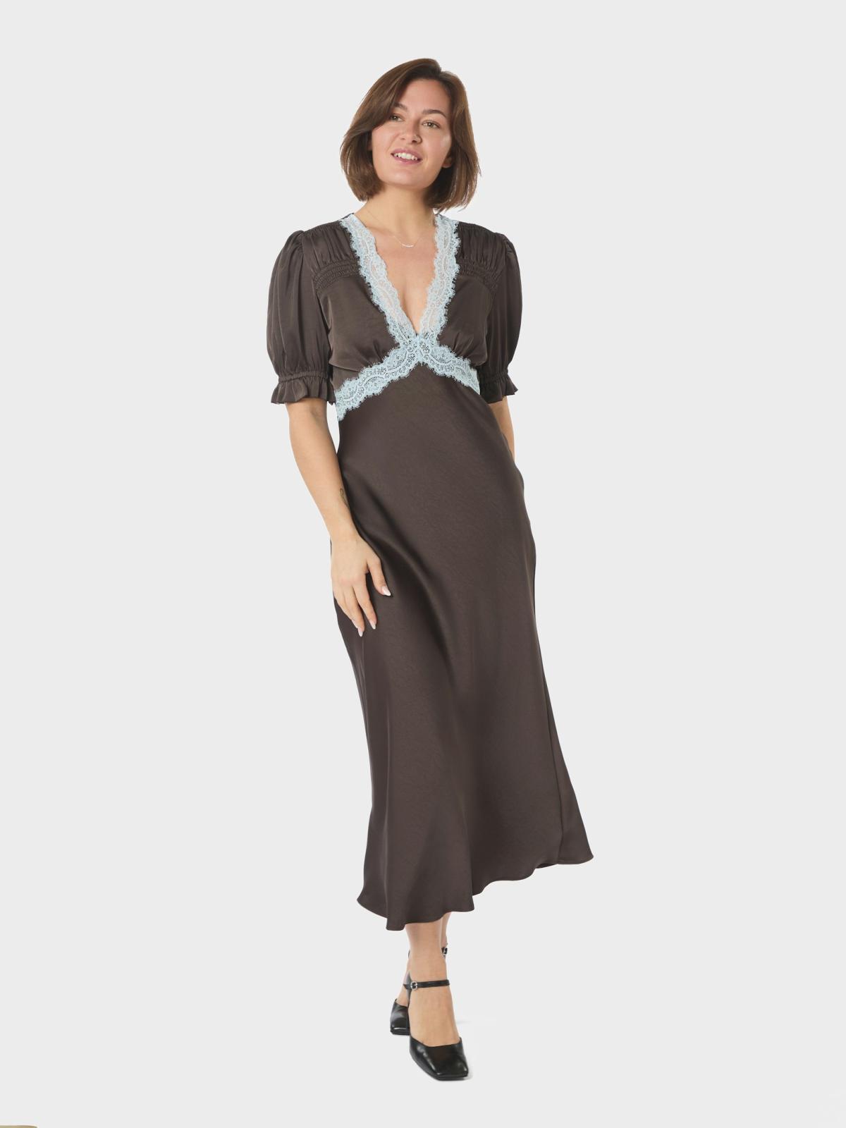 Neo Noir Vipe Lace Maxi Dress, Dark Brown - 3