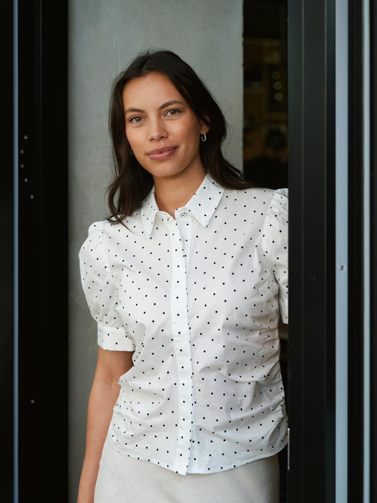 Neo Noir Frannie Dot Shirt, Off White - 3