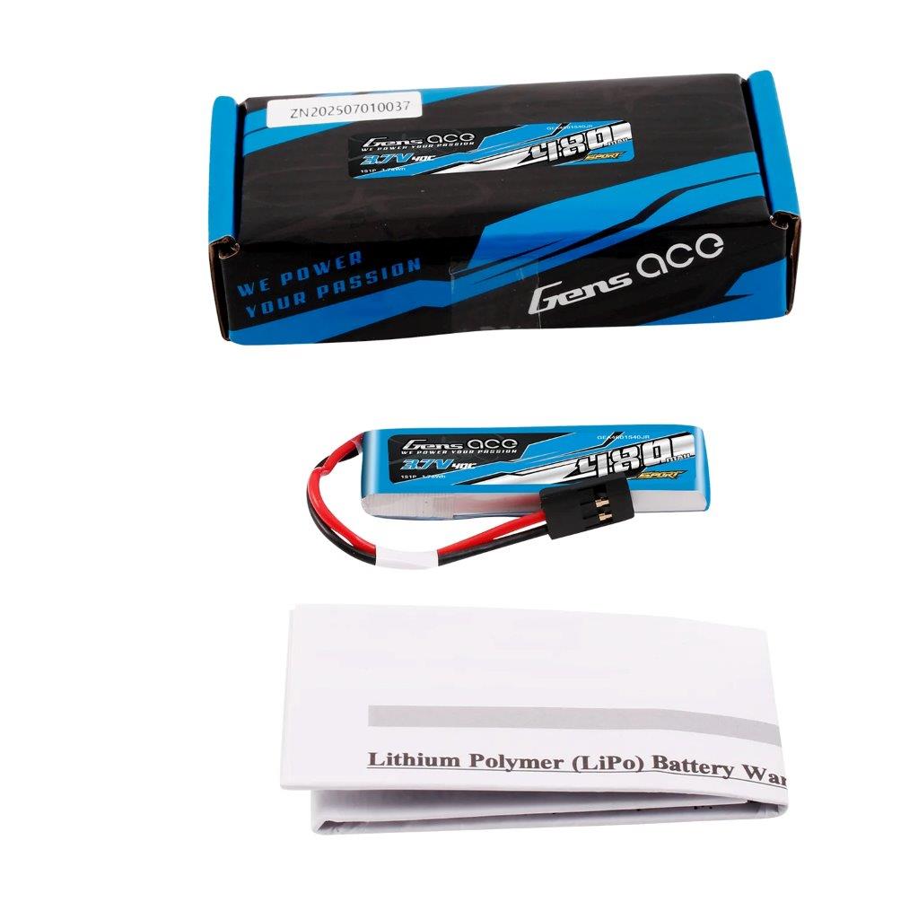 GensAce 480mAh 1S 3.7V 40C Lipo Battery (F3K) - 2