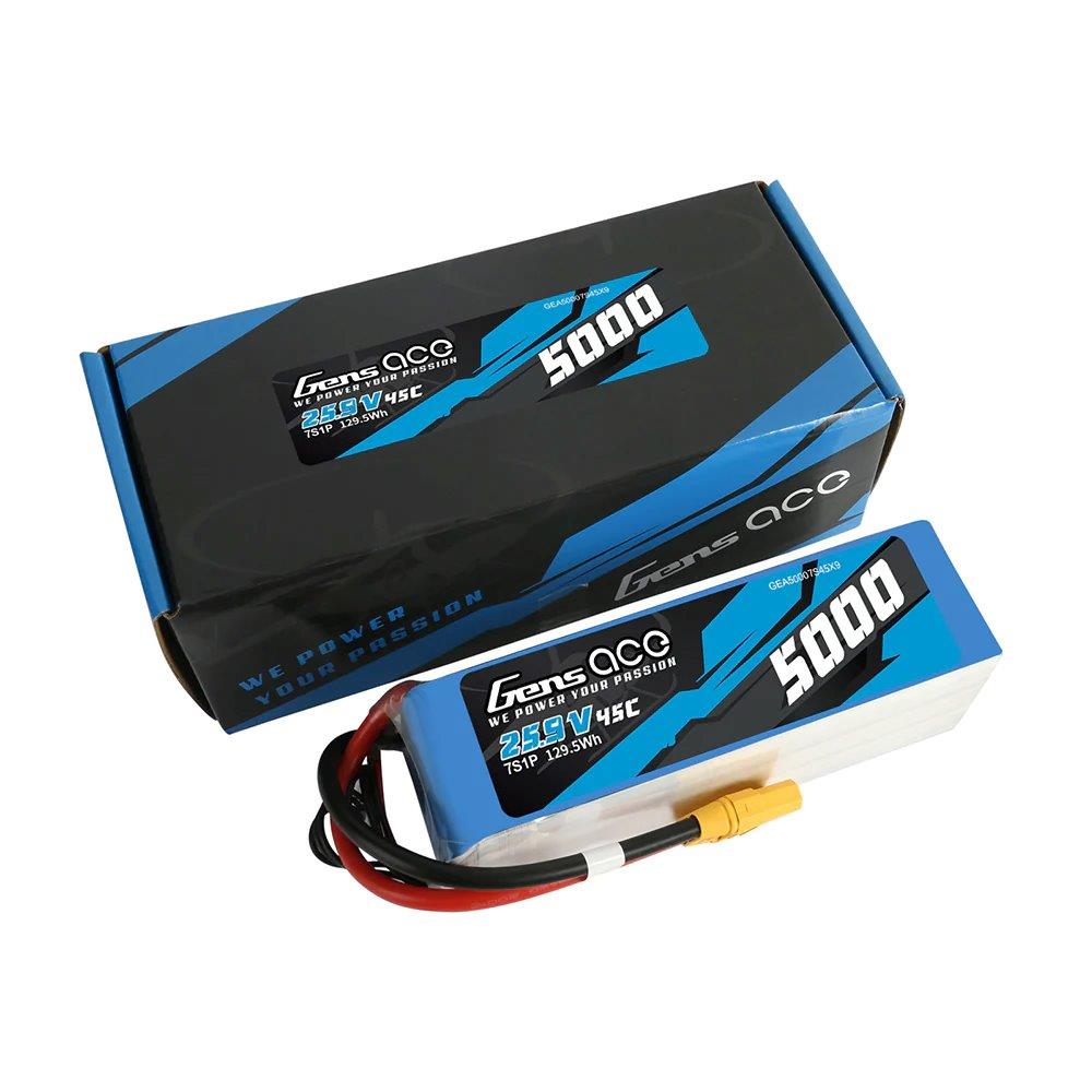 GensAce 5000mAh 25.9V 45C 7S1P Lipo Battery Pack with XT90 - 5