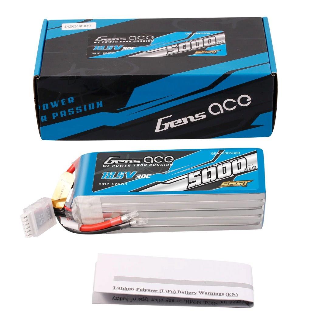 GensAce 5000mAh 5S 18.5V 30C Lipo Battery (F3A) - 5