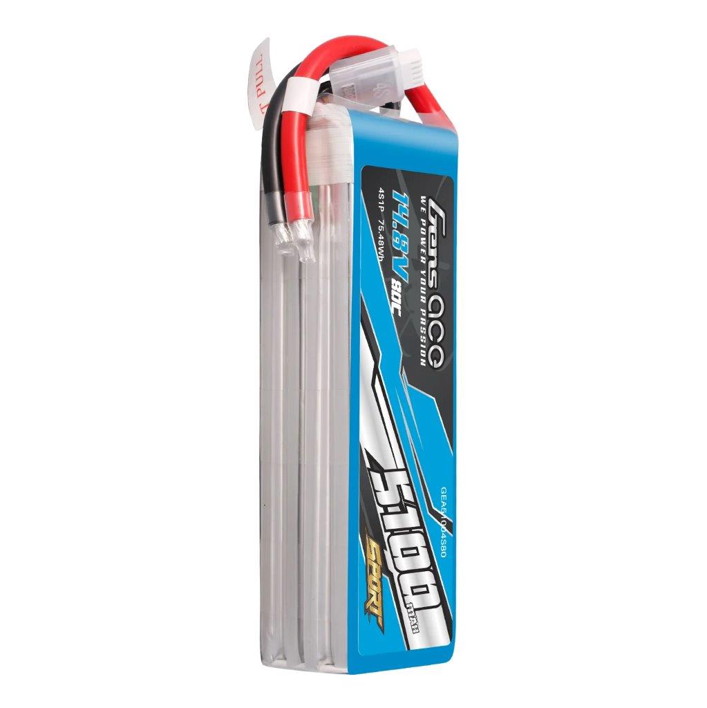 GensAce 5100mAh 4S 14.8V 80C Lipo Battery Pack (F5B) - 4