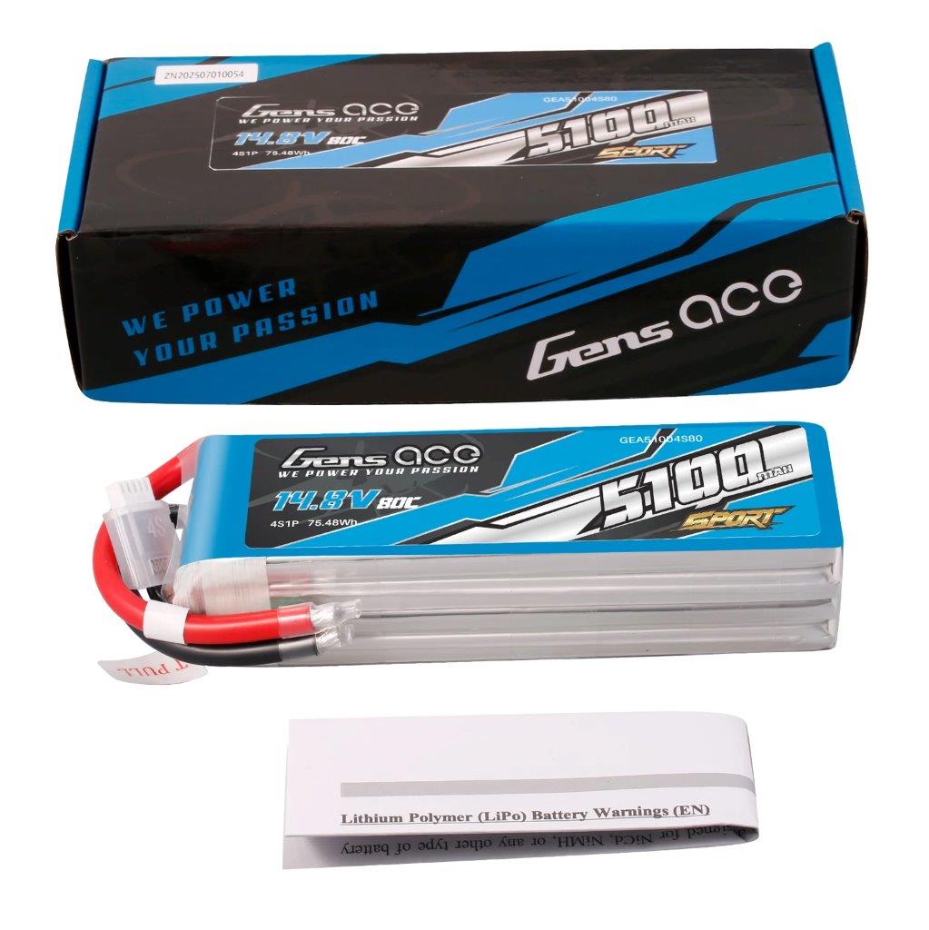 GensAce 5100mAh 4S 14.8V 80C Lipo Battery Pack (F5B) - 5