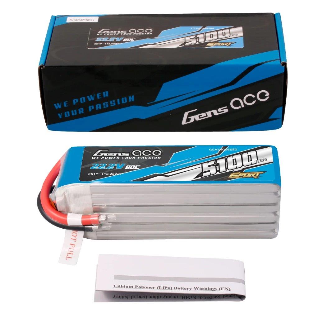 GensAce 5100mAh 6S 80C LiPo battery (F5B) - 5