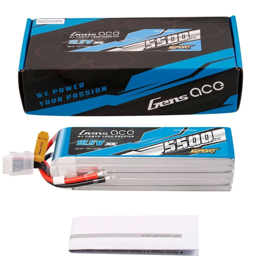 GensAce 5500mAh 5S 18.5V 30C Battery Pack (F3A) - 5