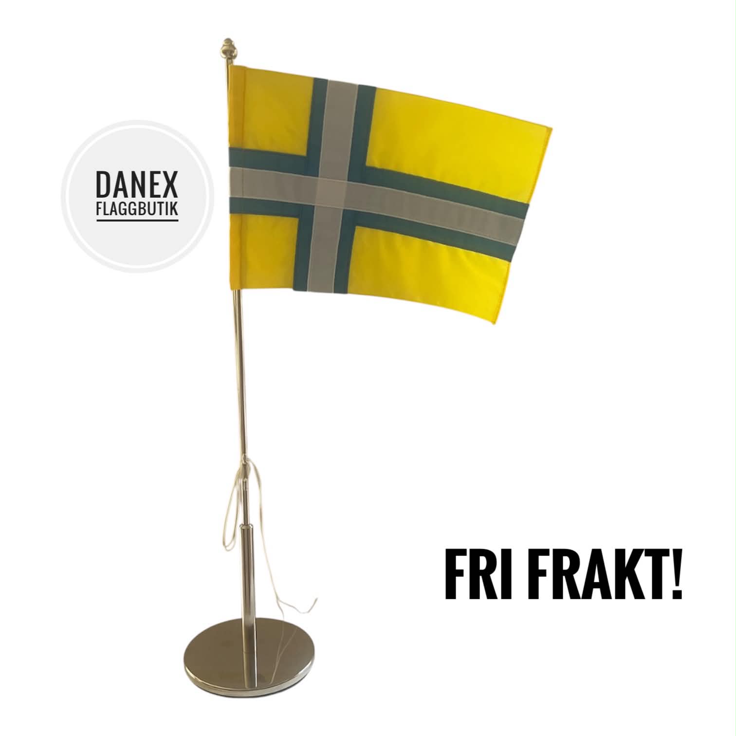 Västra Götaland Bordsflagga ink stång ( 40 cm )