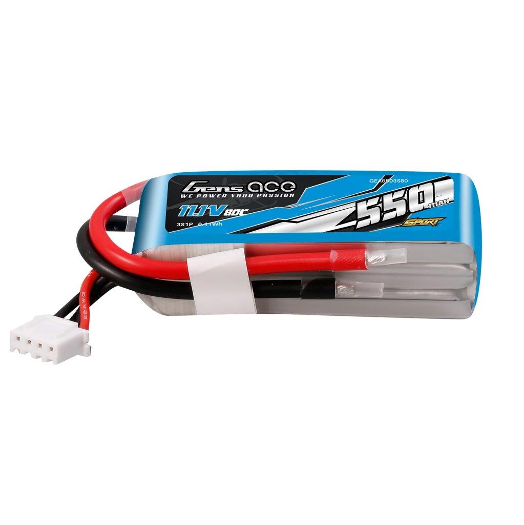 GensAce 550mAh 11.1V 80C 3S1P Lipo Battery Pack (F5J)