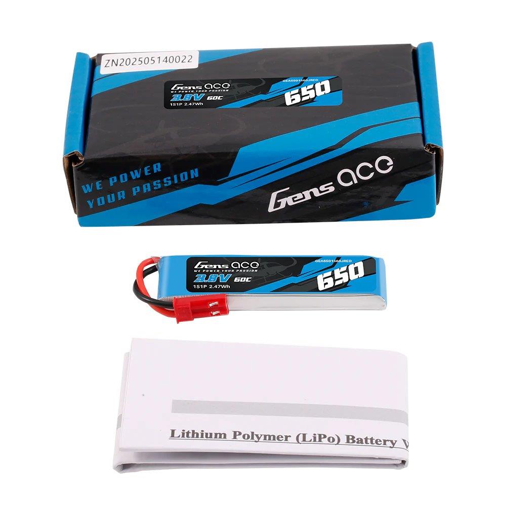 GensAce 650mAh 1S 3.8V 60C HV LIPO Battery with JST-SYP Plug - 5