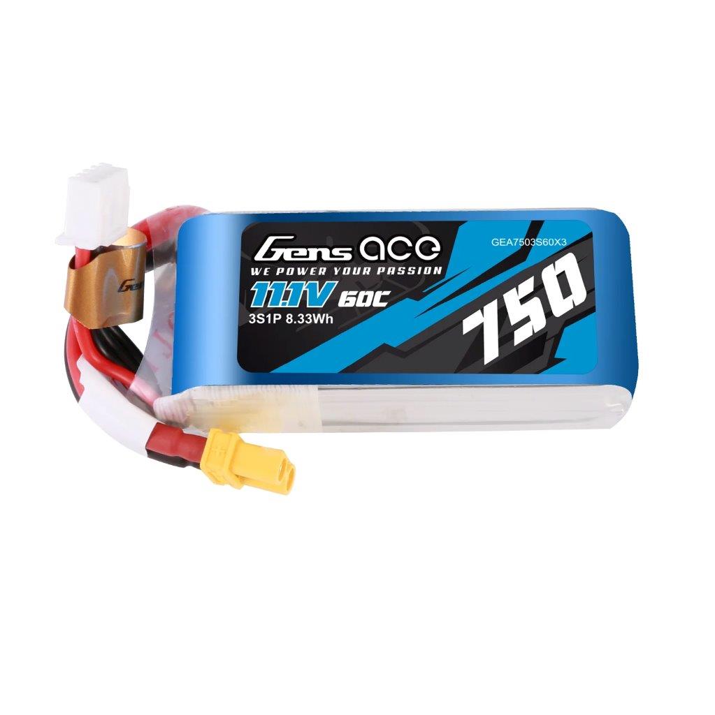 GensAce 750MAH 11.1V 60C 3S1P LIPO BATTERY PACK WITH XT30