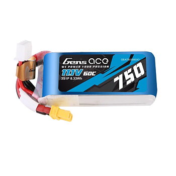 GensAce 750MAH 11.1V 60C 3S1P LIPO BATTERY PACK WITH XT30