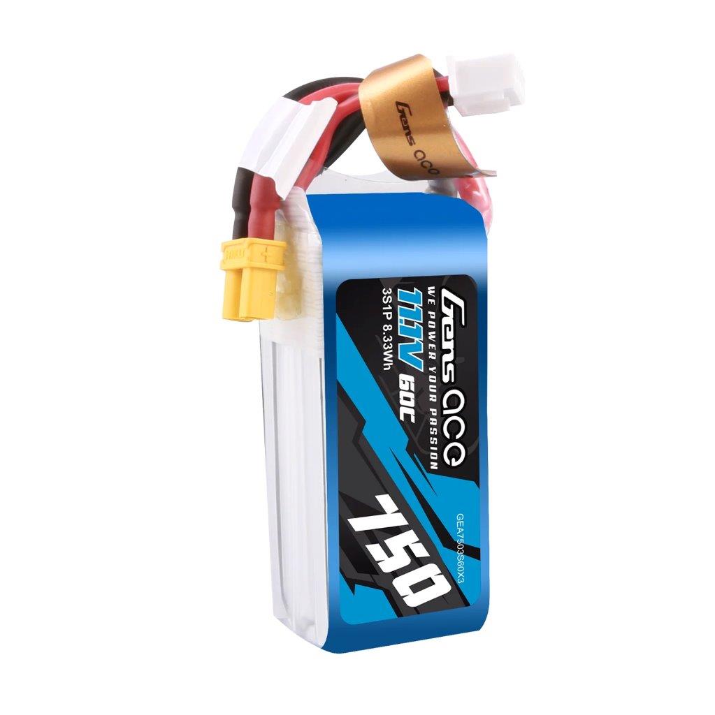 GensAce 750MAH 11.1V 60C 3S1P LIPO BATTERY PACK WITH XT30 - 2