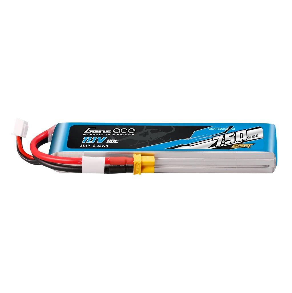 GensAce 750mAh 3S 11.1V 80C Lipo Battery Pack with XT30 Plug (F5J)
