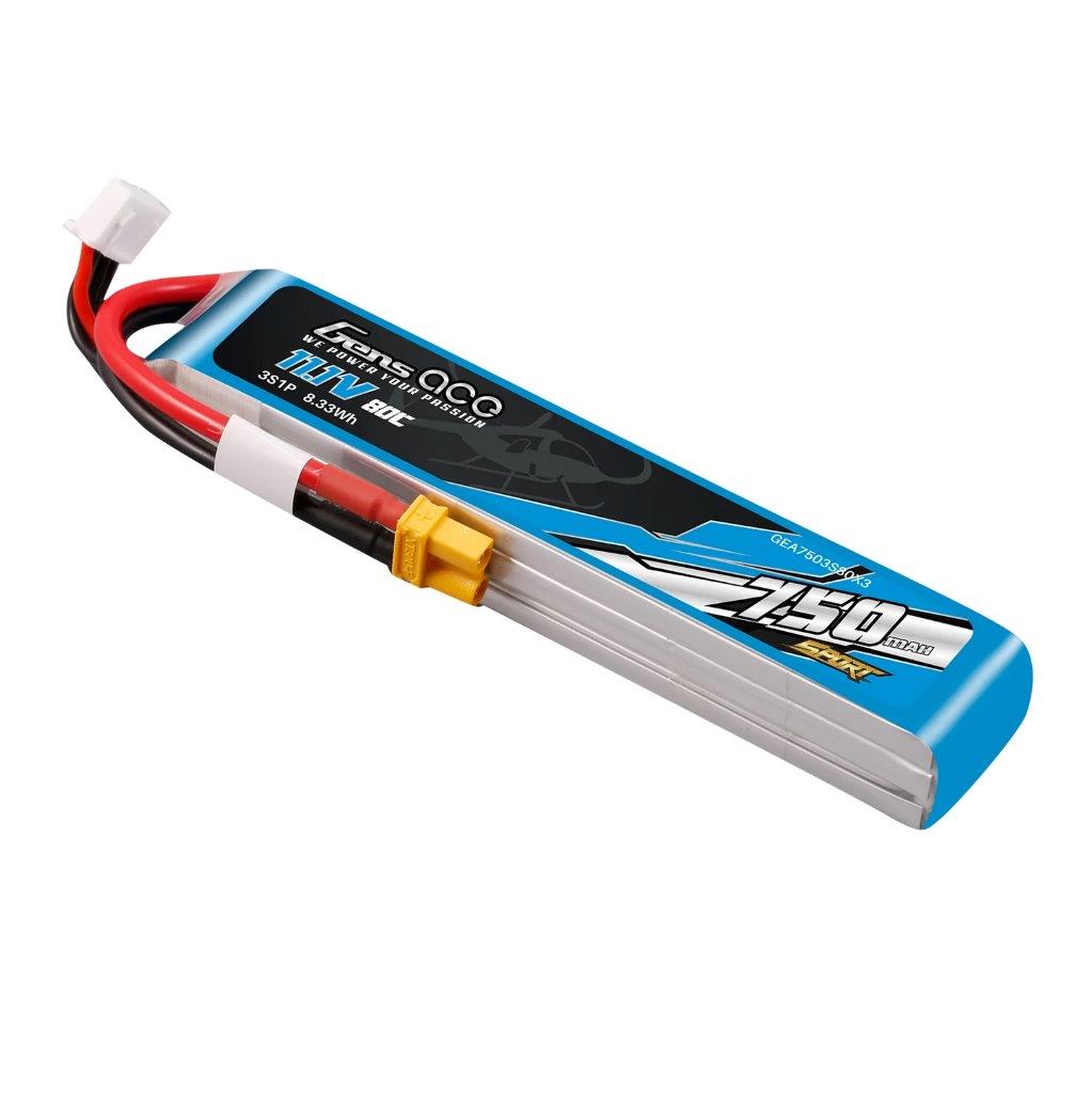 GensAce 750mAh 3S 11.1V 80C Lipo Battery Pack with XT30 Plug (F5J) - 3
