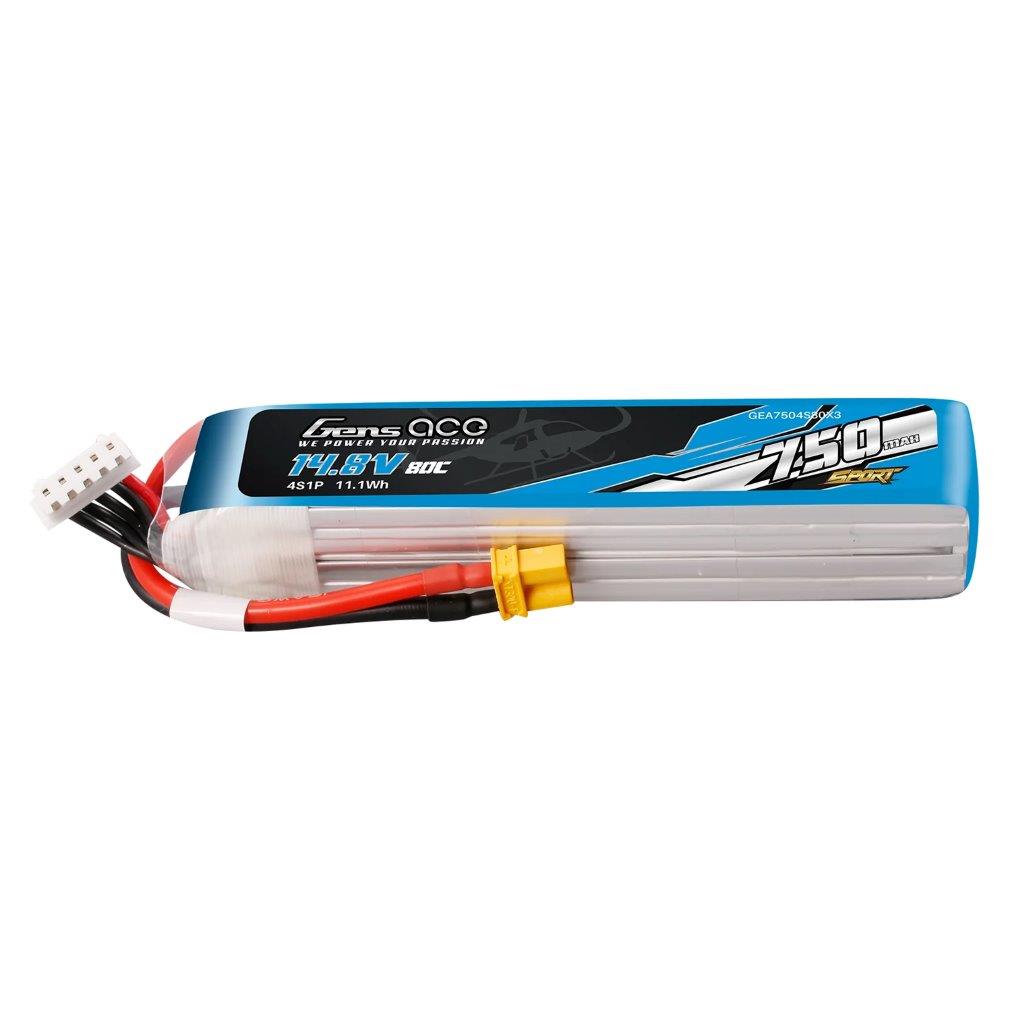 GensAce 750mAh 4S 14.8V 80C Lipo Battery Pack with XT30 Plug (F5J)