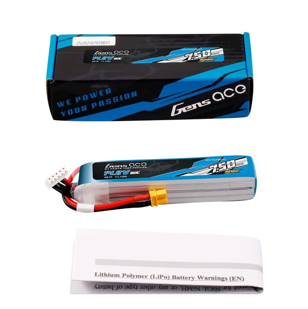 GensAce 750mAh 4S 14.8V 80C Lipo Battery Pack with XT30 Plug (F5J) - 5