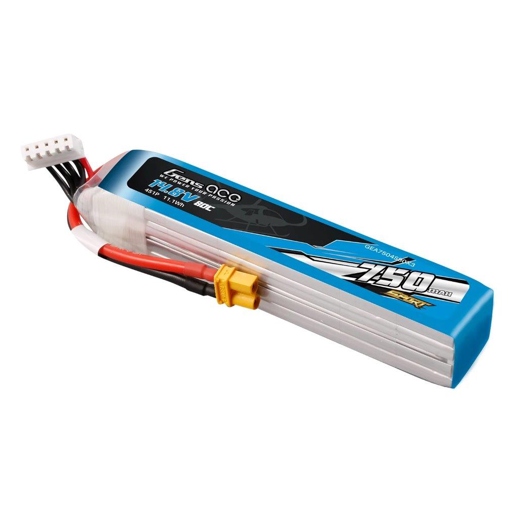 GensAce 750mAh 4S 14.8V 80C Lipo Battery Pack with XT30 Plug (F5J) - 2