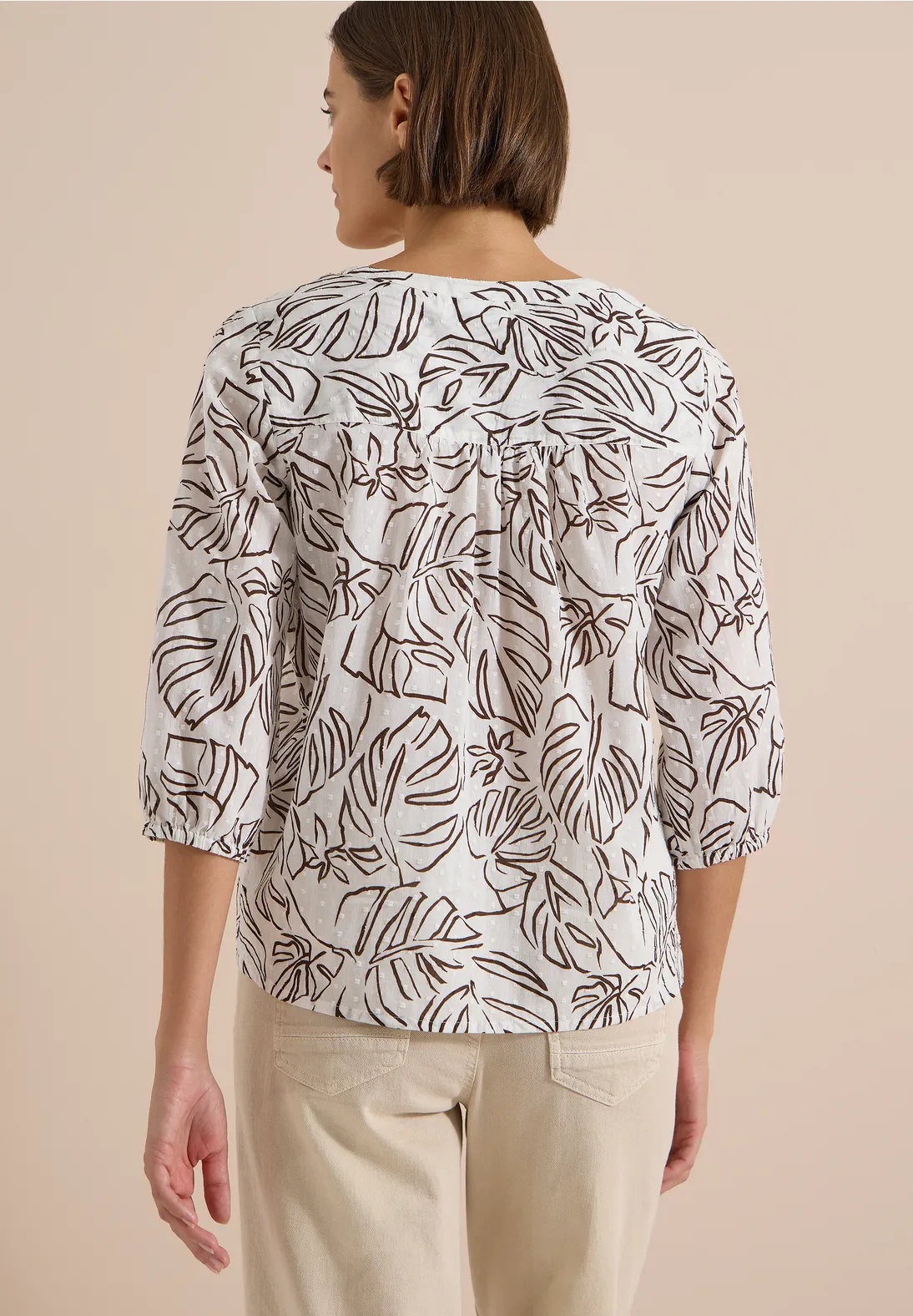 TOS Print Tunic Blouse - Light Alabaster White - Cecil - 3