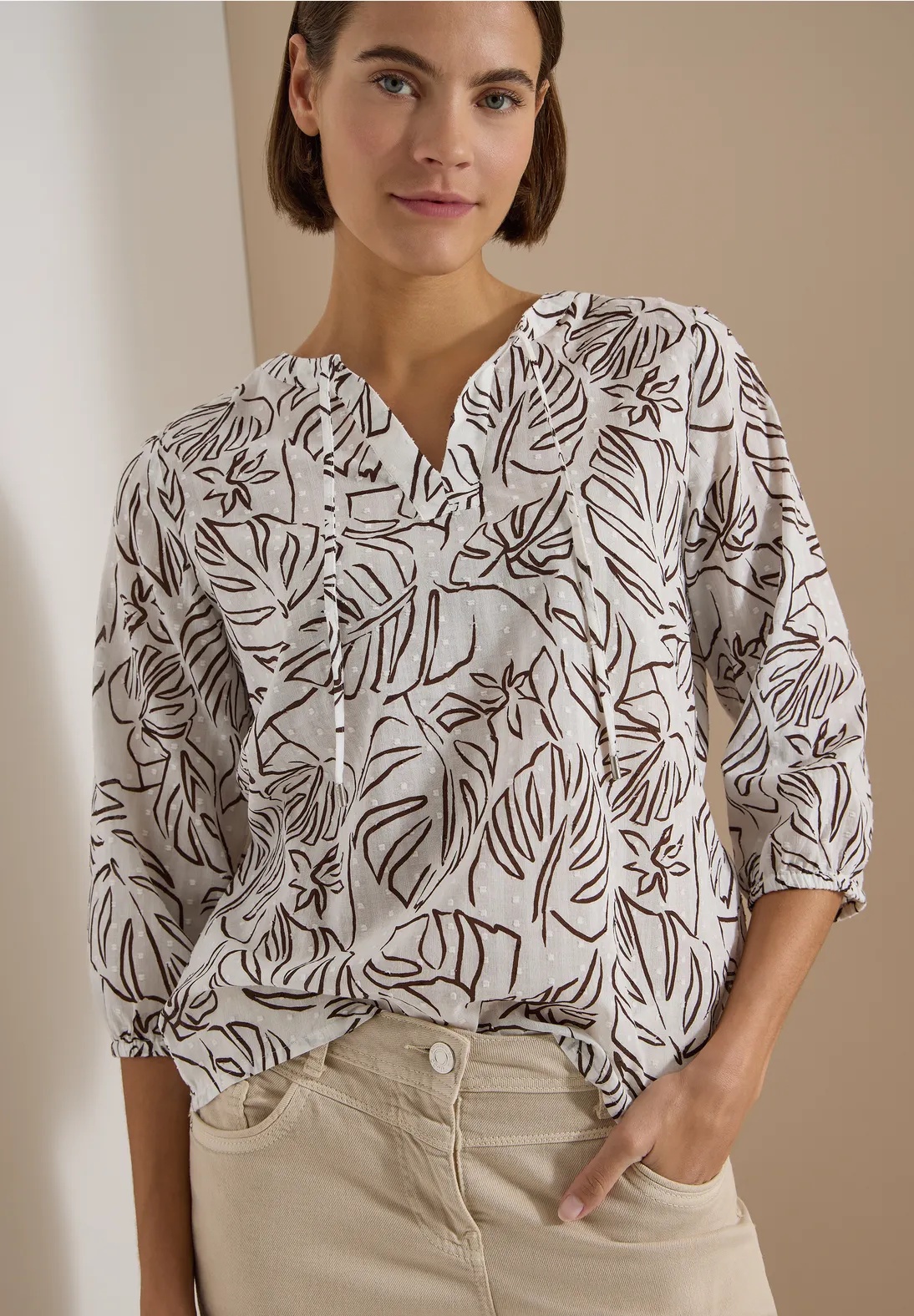TOS Print Tunic Blouse - Light Alabaster White - Cecil