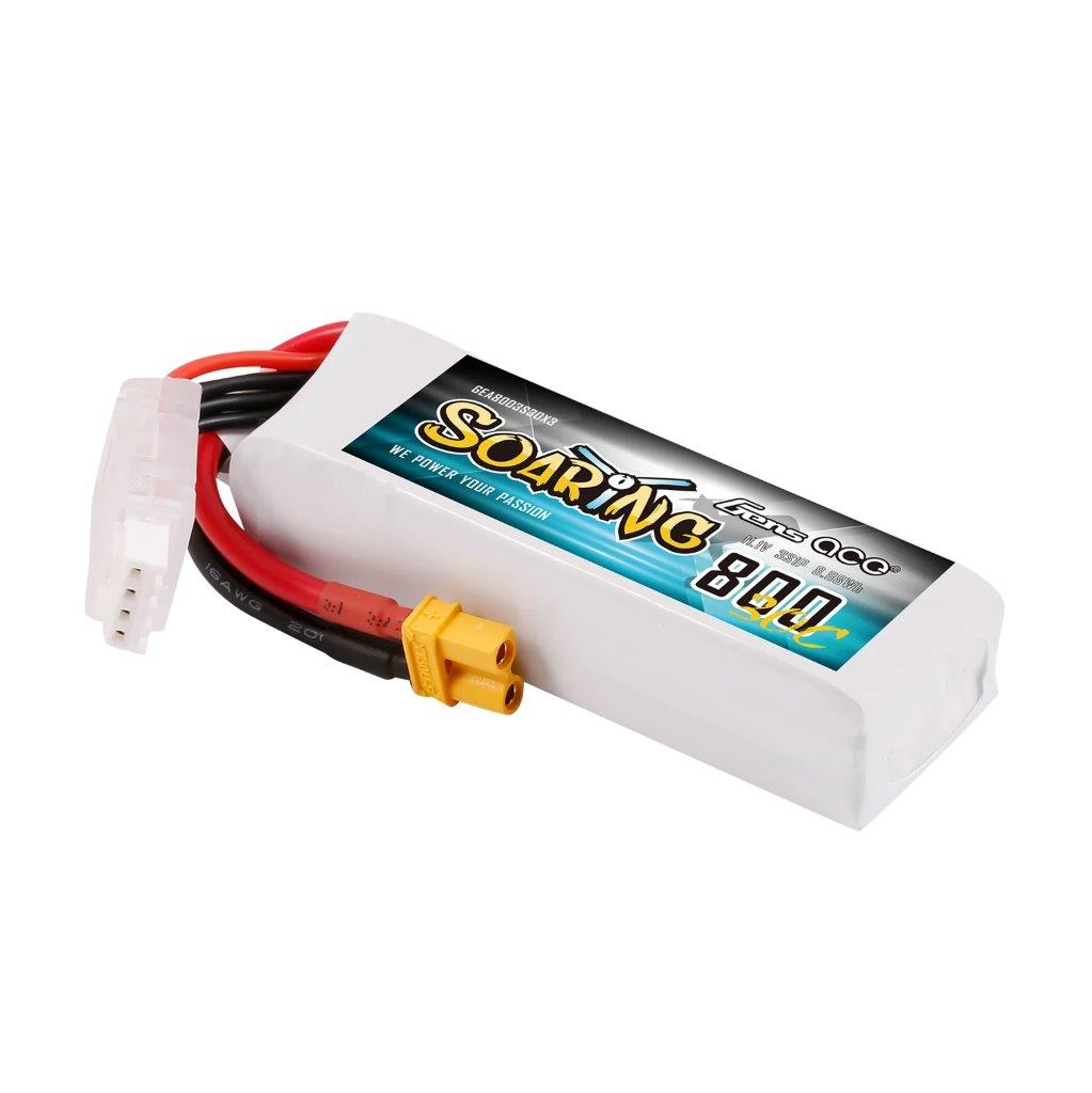 GensAce 800mAh 3S 11.1V 30C Soaring Lipo Battery with XT30 Plug - 3