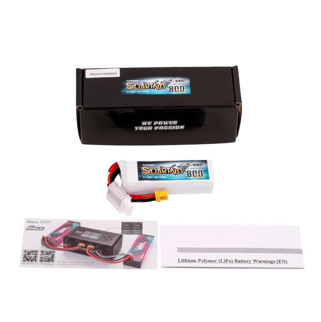 GensAce 800mAh 3S 11.1V 30C Soaring Lipo Battery with XT30 Plug - 5
