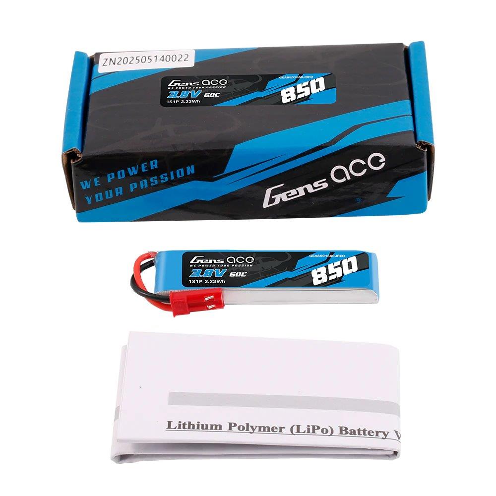 GensAce 850mAh 1S 3.8V 60C HV LIPO Battery with JST-SYP Plug - 5