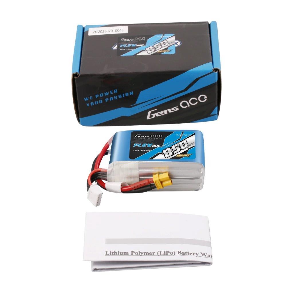 GensAce 850mAh 4S 14.8V 80C Lipo Battery Pack with XT30 Plug (F5J) - 5