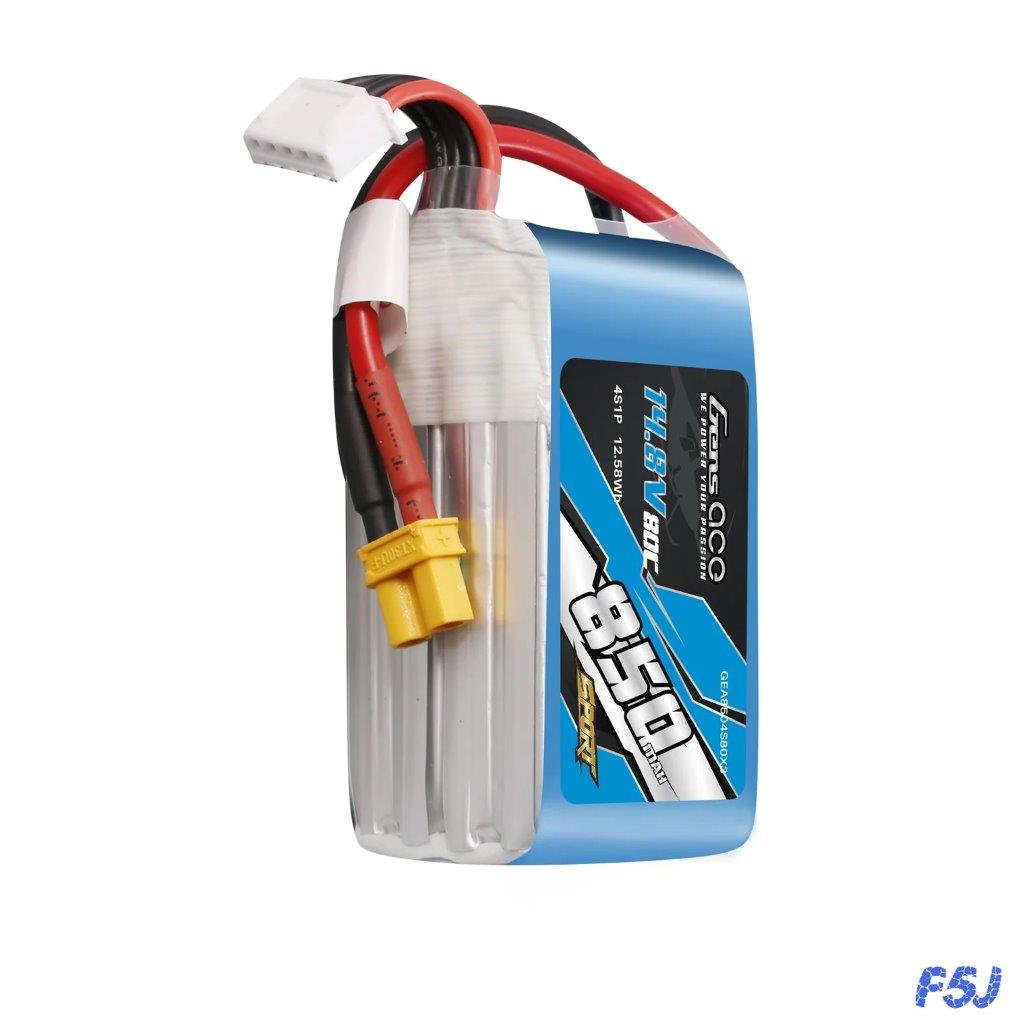 GensAce 850mAh 4S 14.8V 80C Lipo Battery Pack with XT30 Plug (F5J) - 4