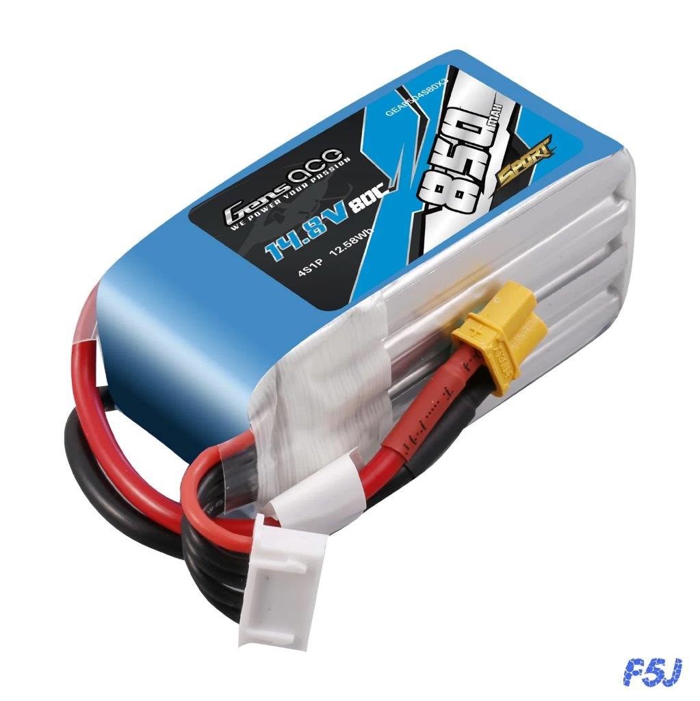 GensAce 850mAh 4S 14.8V 80C Lipo Battery Pack with XT30 Plug (F5J) - 2