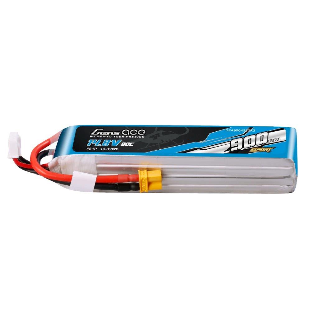 GensAce 900mAh 14.8V 80C 4S1P Lipo Battery Pack with XT30 Plug (F5J)