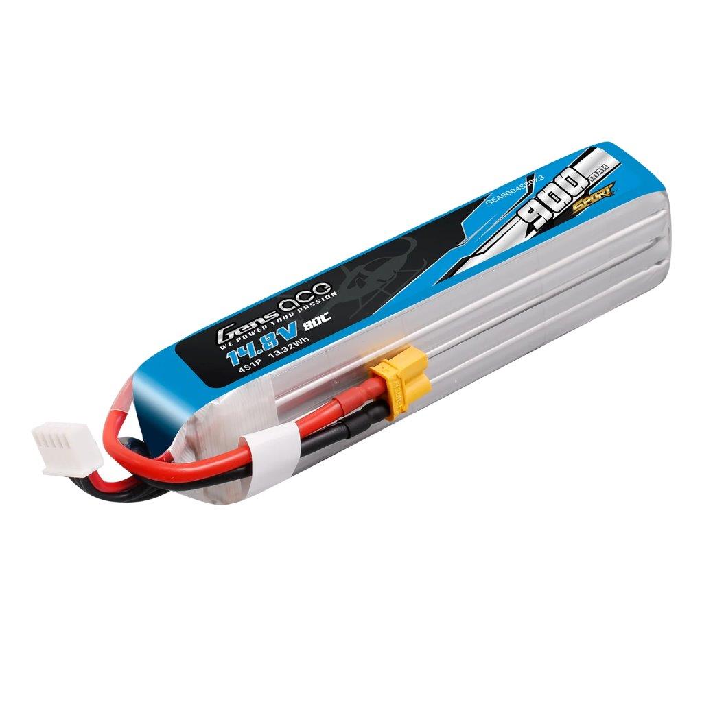 GensAce 900mAh 14.8V 80C 4S1P Lipo Battery Pack with XT30 Plug (F5J) - 2