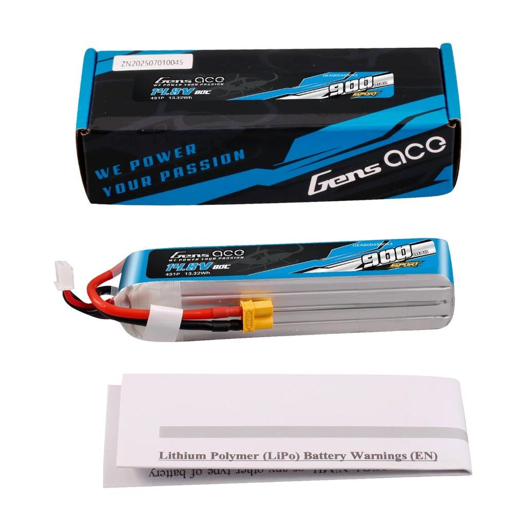 GensAce 900mAh 14.8V 80C 4S1P Lipo Battery Pack with XT30 Plug (F5J) - 5