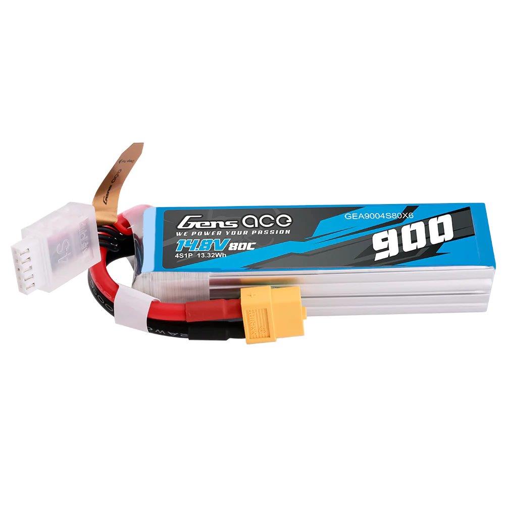 GensAce 900mAh 14.8V 80C 4S1P Lipo Battery Pack with XT60 plug