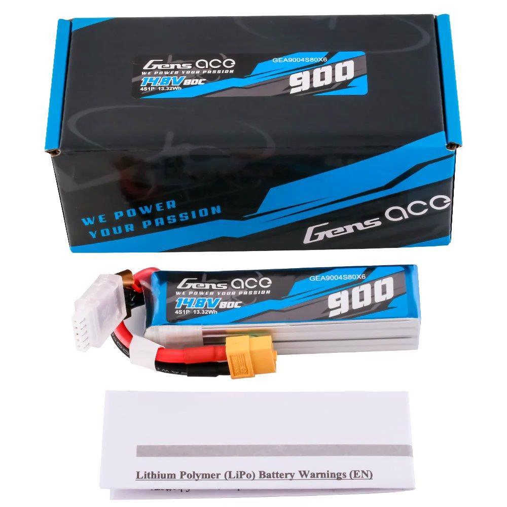 GensAce 900mAh 14.8V 80C 4S1P Lipo Battery Pack with XT60 plug - 2