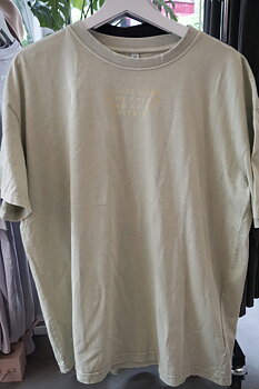 Oversized boyfriend tshirt "cheese and quiet" ljusgrön