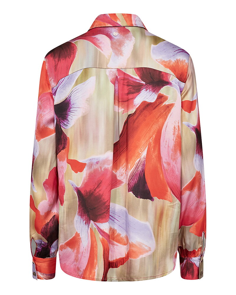Skjortblus Maria röd/beige/rosa/lila