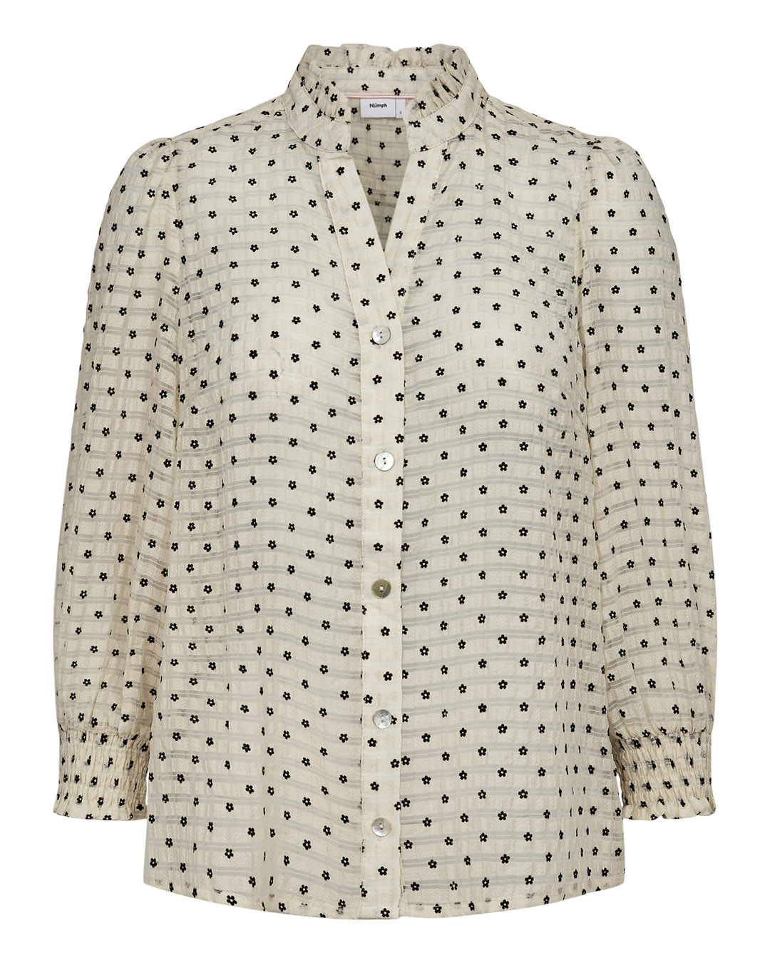 Blus Jannet ljusbeige med små svarta blommor