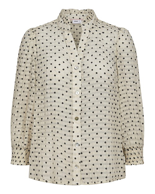 Blus Jannet ljusbeige med små svarta blommor - 7
