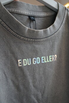 Oversized boyfriend tshirt "e du go eller?" Stone