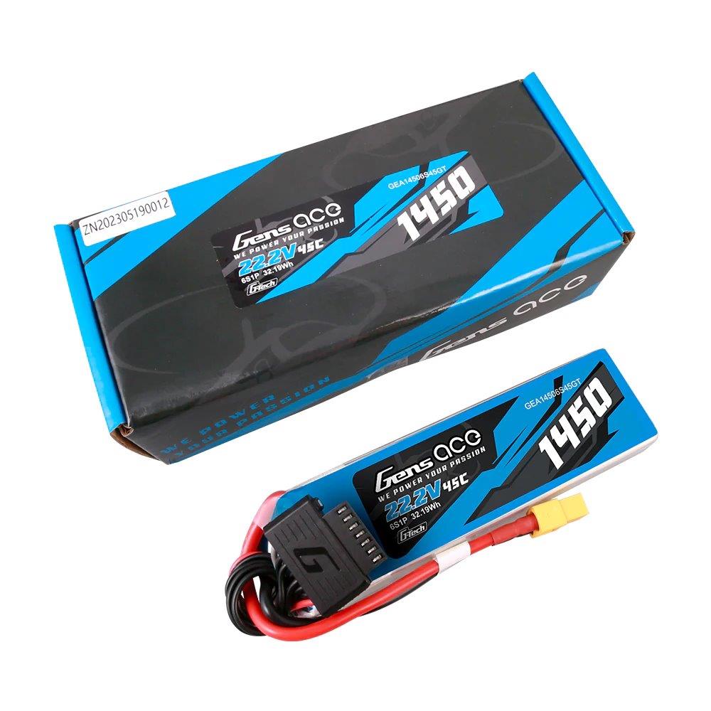 GensAce G-Tech 1450mAh 22.2V 45C 6S1P Lipo Battery Pack with XT60 Plug - 2