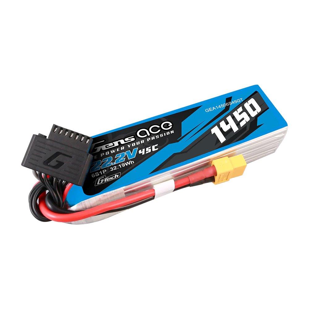 GensAce G-Tech 1450mAh 22.2V 45C 6S1P Lipo Battery Pack with XT60 Plug - 3