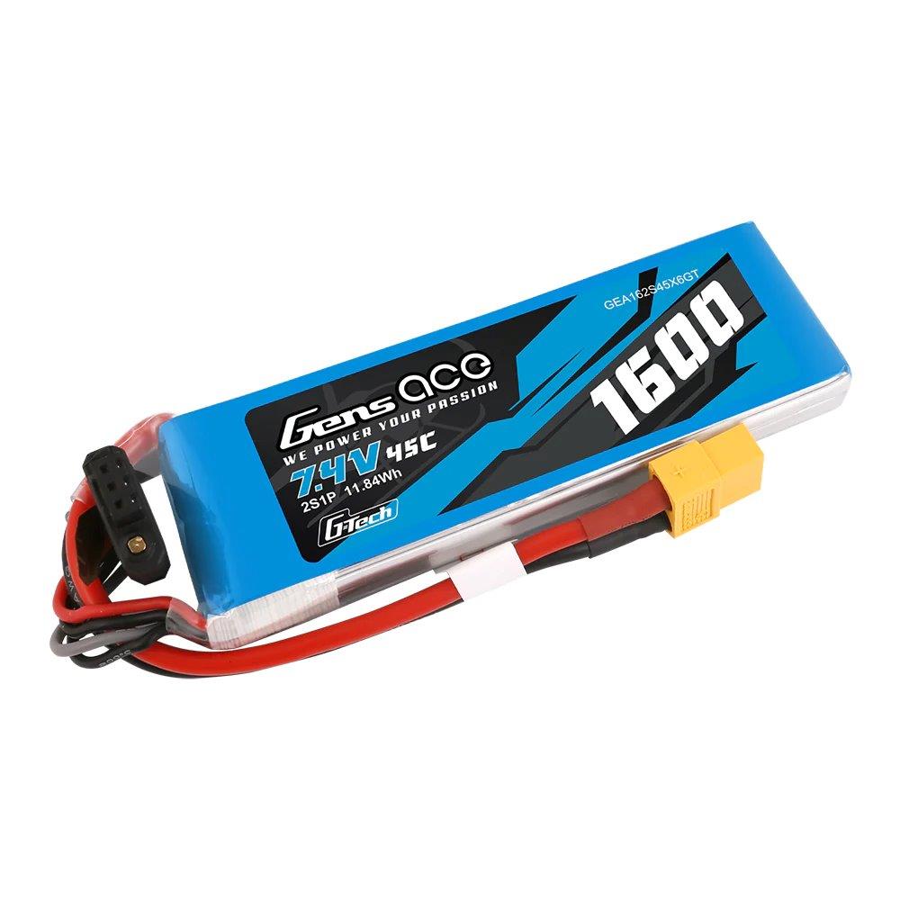 GensAce G-Tech 1600mAh 7.4V 45C 2S1P Lipo Battery Pack with XT60 Plug - 3