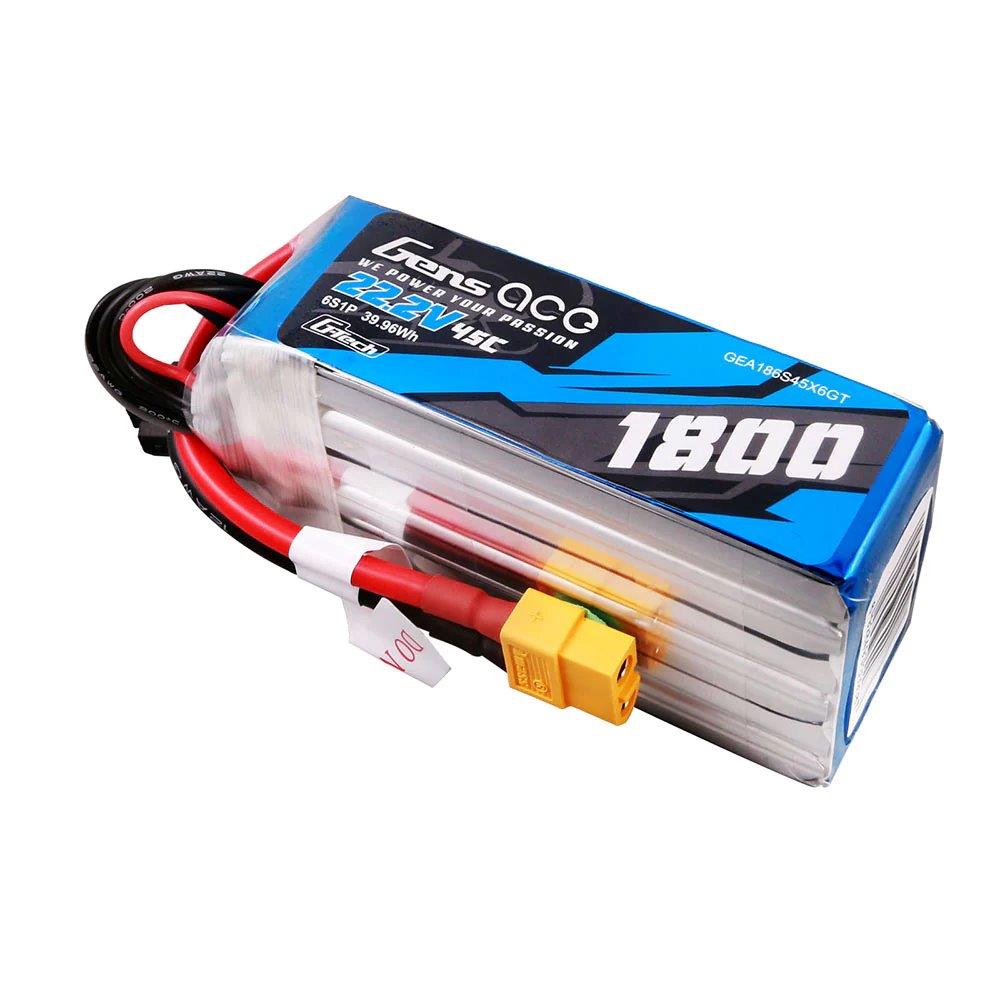 GensAce G-Tech 1800mAh 22.2V 45C 6S1P Lipo Battery Pack with XT60 Plug - 2