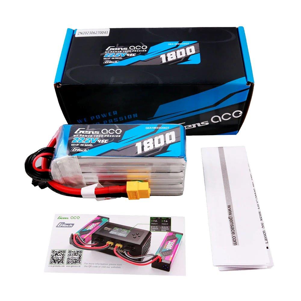 GensAce G-Tech 1800mAh 22.2V 45C 6S1P Lipo Battery Pack with XT60 Plug - 3
