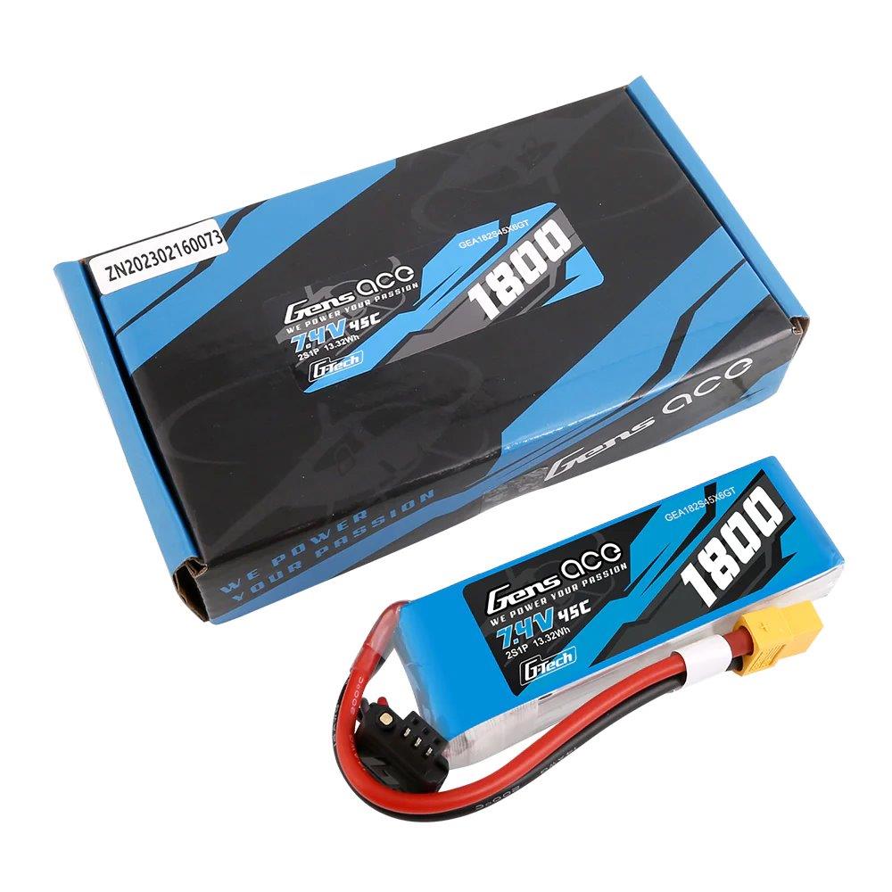 GensAce G-Tech 1800mAh 7.4V 45C 2S1P Lipo Battery Pack with XT60 Plug - 2